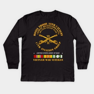 H Troop 10th Cav Regt - Hunter Kill w Cav Br - VN SVC Kids Long Sleeve T-Shirt